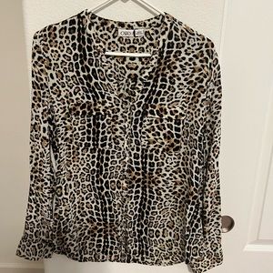 Cato Leopard print long sleeve button up blouse Size L